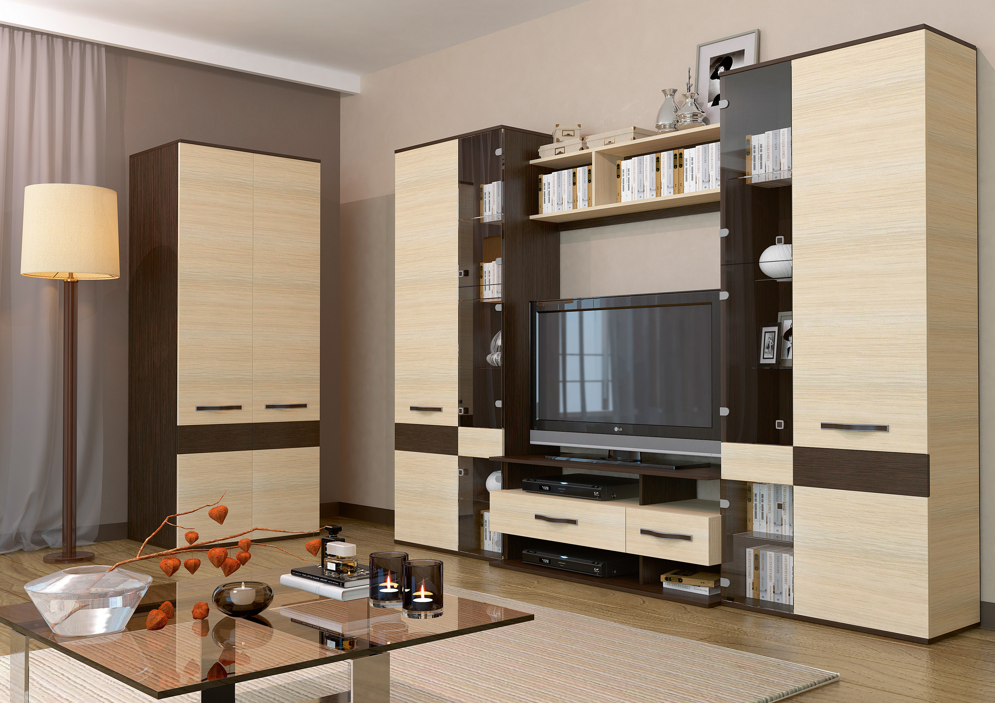 Гостиная Сапфир Кантерберри \Сонома (Ш-2800 х В-2000 х Г-426 мм)