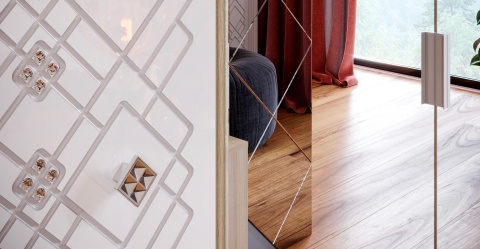 Шкаф Трёхстворчатый Амели Дуб Сонома Светлый/Белый Глянец (Ш-1350 х В-2109 х Г-515 мм)