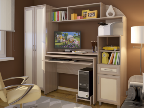 Детская стенка "Пятёрочка" (Ш-1900 х Г-420 х В-1660 мм)/Шимо Светлый