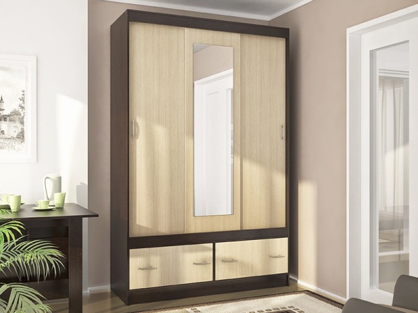 Шкаф-Купе Комфорт-С Венге/Дуб Молочный (Ш-1500 × В-2200 × Г-563 мм)