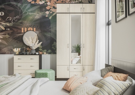 Шкаф Рига 3-х Створчатый с Зеркалом ШК-3/Разные Цвета (Ш-1200 х В-2120 х Г-520 мм)