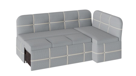 Скамья Угловая со Спальным Местом «Майами» (Дуб Сонома Трюфель/Рогожка Сине-Бежевая)Д-1910+1220 мм x Г-500 мм x В-780 мС